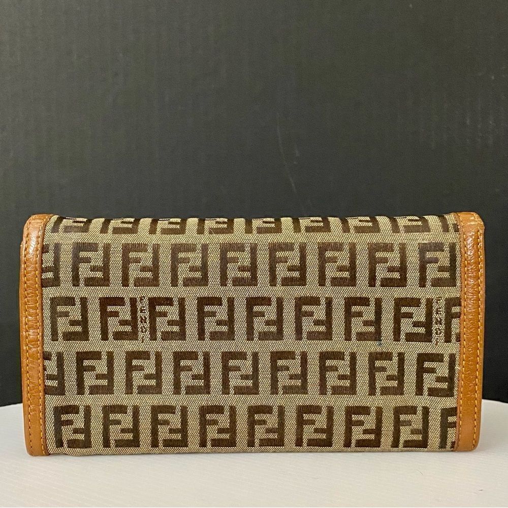 FENDI Zucca Canvas Leather Long Wallet Brown - Picture 2 of 13